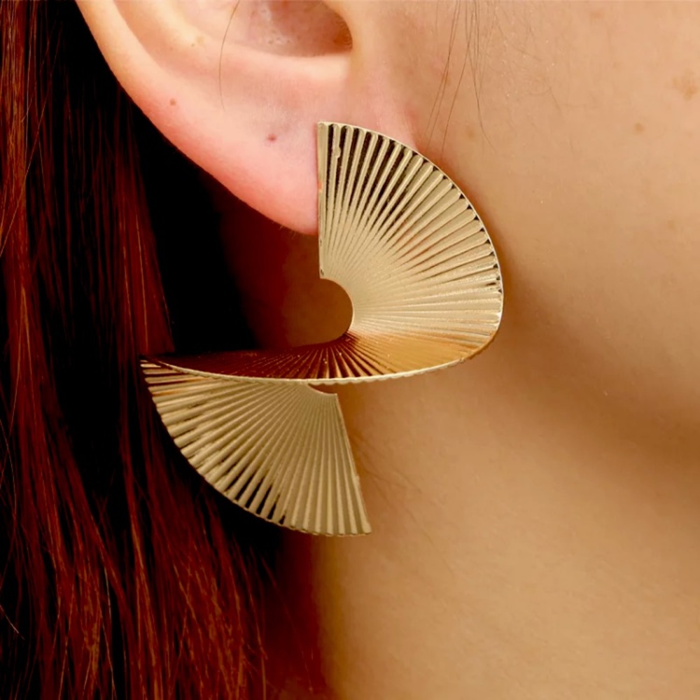Gold Plated Big Twisted Earrings